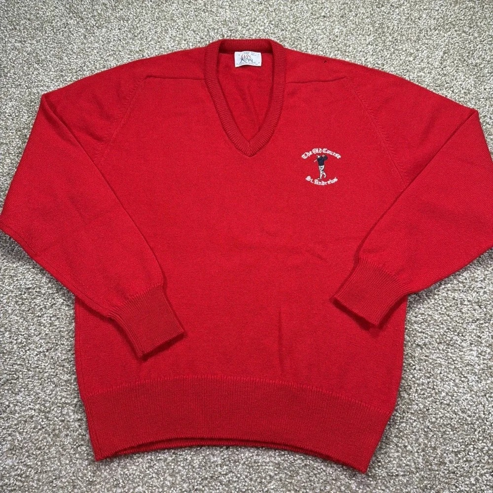 Vintage The Old Course St Andrews V Neck Sweater 90s Clan Royal Size Large - Picture 1 of 7